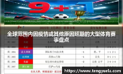全球范围内因疫情或其他原因延期的大型体育赛事盘点