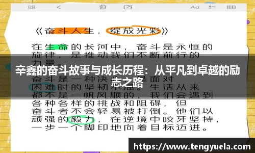 辛鑫的奋斗故事与成长历程：从平凡到卓越的励志之路