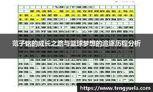范子铭的成长之路与篮球梦想的追逐历程分析